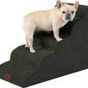 EHEYCIGA Curved Dog Stairs Ramp for High Beds 22.6" H, 5-Step Dog Steps for Small Dogs and Cats, Pet Stairs for High Bed Climbing, Non-Slip Balanced Pet Step Indoor, Military Green