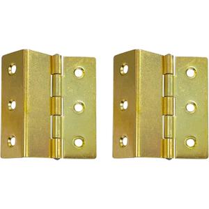 QCAA Heavy Duty 3 Fold Retro Chest Hinge, Half Surface for Chest, Cabinet, Furniture, 3" x 1.8mm, Brass Plated, Made in Taiwan, 2 Pack