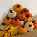 Chuangdi 15 Pcs Thanksgiving Decor Fall Knit Pumpkins Garland with 10 Pcs Maple Leaves Autumn Pumpkin Decor Farmhouse Tier Tray Thanksgiving Decorations