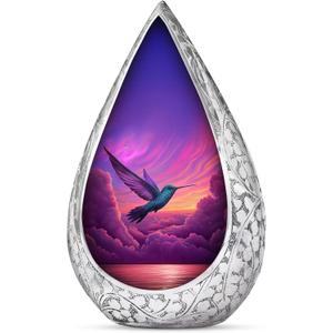 Blue Hummingbird Urns for Human Ashes Adult Female - Small Cremation Purple Urns for Ashes Men - Tiny Memorial Keepsakes Cloud Urn for Adult Male & Female - Decorative Urn for Mom & Dad 3 Inch