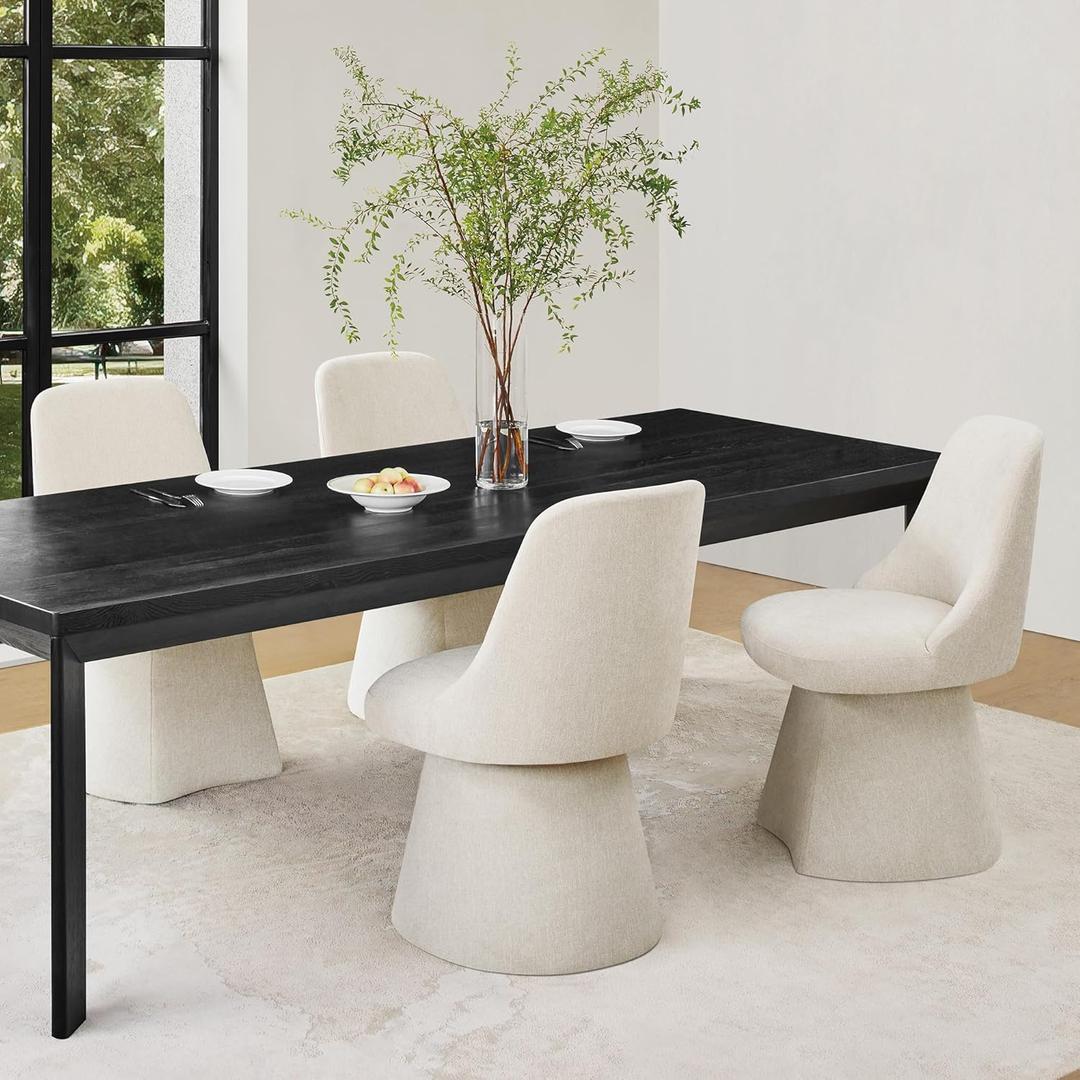 Swivel Dining Chairs Set of 4, Upholstered Mid Century Modern Deskchair with High Back, Linen Fabric Kitchen Chairs for Dining Room, Bedroom, Dressing Room, Linen