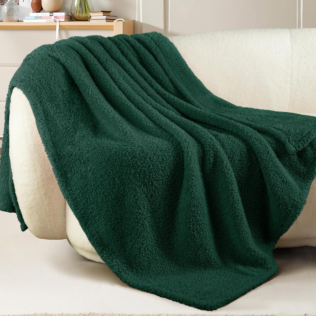 Exclusivo Mezcla Fleece Throw Blanket for Couch Sofa, Soft Warm and Fluffy Blankets for Women Men Girls Kids, Suitable for All Seasons, Forest Green, 50x60 Inches