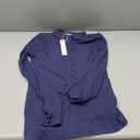 QINSEN Womens Long Sleeve Shirts Henley Casual Fall Outfits Fitted Cotton Tops Ribbed Fashion Cute Basic Tees, Estate Blue, XL