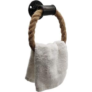 Nautical Towel Ring,Industrial Pipe Rope Towel Ring Wall Mounted Rustic Hand Towel Holder Bathroom Decor