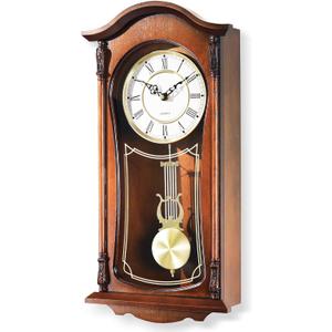 AYRELY 22IN Grandfather Vintage Wall Clock with Pendulum and Chime, Hour/Quarter-Hour Chime, Mahogany Wooden Frame, Large Vintage Wall Clock for Living Room,Home Decor Gift