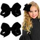 Oaoleer 2PCS 6inch Velvet Hair Bows Clips, Black Velvet Bows Hair Alligator Clips Hair Barrettes for Baby Girls Infants Toddlers Kids Teens Children