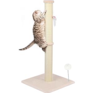 36 Inch Tall Cat Scratching Post  Sisal Cat Scratcher for Indoor Cats, Large Vertical Scratch Post, Sturdy Cat Scratch Pole Tower, Modern Cat Furniture for Kittens & Adults (Beige)