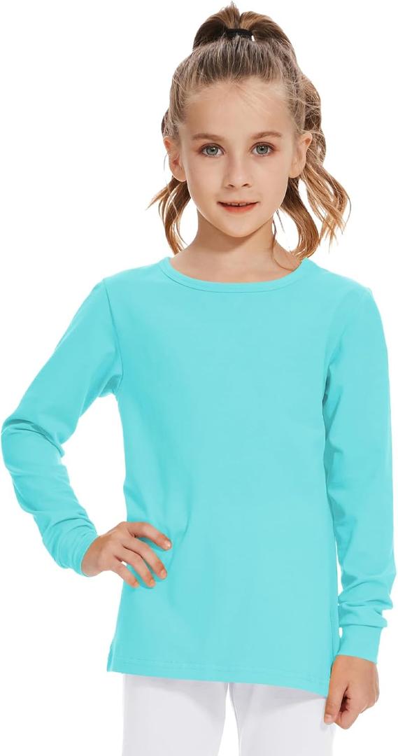 3T 4T 5T to 12 Years Girls Long Sleeve Shirts Kids Cotton T-Shirt Toddler Basic Crew Neck Top
