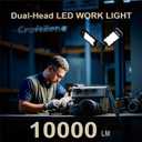 7000K LED Work Light with Telescoping Tripod - Wide 120M Illumination Distance,10000 Lumen Dual-Head Work Light with Stand & 8 FT Power Cord for Outdoor,120V/60Hz AC