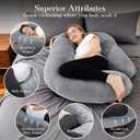 Pregnancy Pillows for Sleeping, U Shaped Full Body Maternity Pillow with Removable Velvet Cover - Support for Back, Legs, Belly, Hips for Pregnant Women, 57 Inch Pregnancy Pillow for Women, Grey