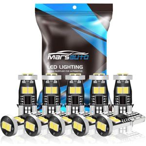 Marsauto 194 LED Bulbs T10 168 192 2825 W5W Replacement Bulbs for Interior Dome Map License Plate Lights Door Courtesy Trunk Lamp 480LM 6000K Xenon White Pack of 10