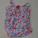 WOWENY Womens Swim Tankini Tops Only Bathing Suit Tops Slim Fit Swimwear UPF 50+ Ruch Tummy Control Swimsuits No Bottom (Large, Animal Floral-2272)