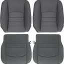 Priprilod Gray Cloth Driver & Passenger Side Bottom & Top Lean Back Replacement seat Cover Compatible with Dodge Ram 1500 2500 3500 4500 5500 2013 2014 2015 2016 2017 2018