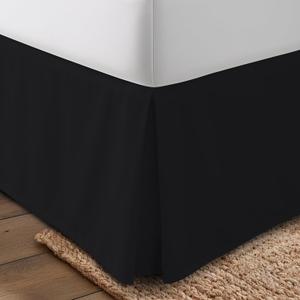 1 Piece Dust Ruffle Bed Skirt 15 Inch Drop Cal King Size 100% Cotton Cal King Size Bed Skirt Black