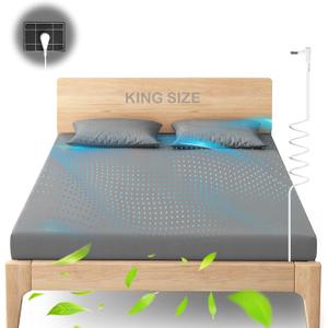 Grounding Sheets King Size 95% Organic Cotton + 5% Silver Fiber Fitted Earth Sheets with Grounding Cord, Grounding Well Bed Sheets for Healthy Sleep (Gray, 78"x80"x15")