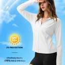 AVGO UV Protection Shirts for Women Light Athletic Jacket, Sun Shirt Long Sleeve Cover Up Clothing with Zipper Pocket (White, Large) (White, L)