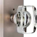 Glass Door Knobs Interior with Lock, Crystal Modern Privacy Door Knob for Bedroom Bathroom, Brushed Nickel