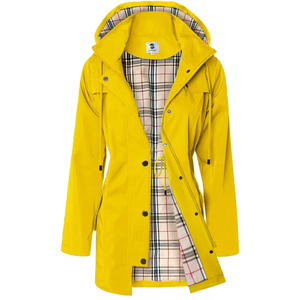 Women's Long Hooded Rain Jacket Outdoor Raincoat Windbreaker Size S