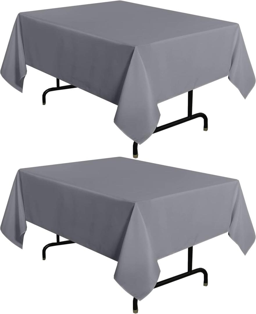 Sancua 2 Pack Light Grey Tablecloth 54 x 54 Inch, Stain and Wrinkle Resistant Square Table Cloth - Washable Polyester Table Cover for Dining Tables, Buffet Parties and Camping