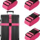 Luggage Straps for Suitcases TSA Approved Travel Belt 4 Pack by Chelmon (Rose Red)