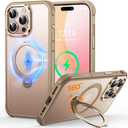 O3 Mag-Stand Designed for iPhone 16 Pro Max Case with 360 Spin Stand, [Compatible with MagSafe][Super Skin Feeling] Translucent Matte Magnetic Slim Phone Case 6.9 inch, Desert Gold