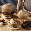 Ceramic Casserole Dish, Clay Pot, Earthen Pot Cookware with Lid for Dinner and Party, Stockpot for Stew, Soup, Steam, Bake and Serve Oven Safe-Heat Resistant (2.8 QT)