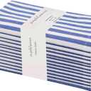 PurpleEssences Plain Striped Cloth Napkins - Set of 12-100% Cotton - 18 x 18 Inch - Spring Summer Easter - Perfect Everyday Use Dinner Napkin - Blue and White