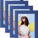 wyooxoo 4x6 Picture Frames Set of 4 Made Of Solid Wood Dark blue Photo Frames Colorful Frame with HD Plexiglass, Wall or Tabletop Display