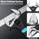 DURATECH 10-Inch Adjustable Wrench, Wide Jaw Opening Plumbing Wrench, CR-V Steel, SAE and Metric Scale Marked, Ergonomic Grip (Black & Blue)