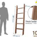 FUIN Blanket Ladder, 5ft Rectangle Rung Rustic Solid Wood Decor Rack, Brown, Thick