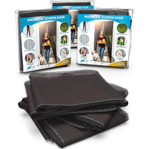 Flux Phenom Magnetic Screen Door (3 Pack) - Bugs Out, Breeze in - 9min Install Auto-Sealing Heavy Duty Double Stitched Mesh, Hands Free Sliding & Patio Doors Net, Pet & Kid Friendly, 38 x 82 Inch