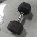 CAP 30 LB Rubber Coated Hex Dumbbell Weight, Rubber Free Weights for Home Gym Strength Training, Chrome Handle