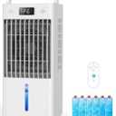 WICOLO Portable Air Conditioners, 3-IN-1 Swamp Cooler, Evaporative Air Cooler,Remote & Touch Control, 90°+90° Oscillation,LED Screen, Air Coolong Fan for Outdoor Indoor