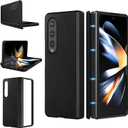 Case for Samsung Galaxy Z Fold 4 (2022) Magnetic Hinge Cover Protection, Slim Fit Hard PC + PU Protective Phone Case for Galaxy Z Fold4 5G - Black