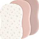 Baby Bassinet Sheets 3 Pack for Boys & Girls, Soft Breathable Muslin Cotton Bassinet Mattress Cover, Universal Fit for Hourglass, Oval, and Rectangle Mattress (Daisy Petal)