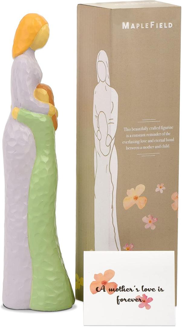 Mother Daughter Figurine - Carved Collectible Mother Figurine Statue - Mothers Day Figurines Decor - Sentimental Gift for Her - Ready to Display Mom and Daughter Figurine - Mother and Child Statue