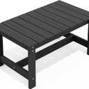 SERWALL Outdoor Coffee Table, HDPE Patio Coffee Table for Outside, Rectangle, Black (1 Piece-black)