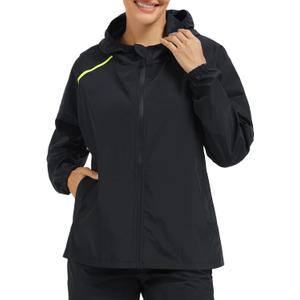 NINGMI Women's Raincoats Rain Jacket Waterproof Raincoat with Hood Lightweight Windbreaker Zipper for Hiking Outdoor Travel (Large)