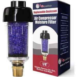 LE LEMATEC Air Compressor Dryer, Desiccant Filter Air Dryer for Pneumatic Tools and HVLP Paint Spray Gun, Traps Oil, Water, Dirt, Moisture for Clean and Dry Compressed Air, 150 PSI (ZN312E-3 1/4")