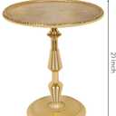 Modern Round Gold End Table - 15" Width x 21" Height Metal Side Table for Living Room, Bedroom & Small Spaces - Luxury Gold Finish Accent Table