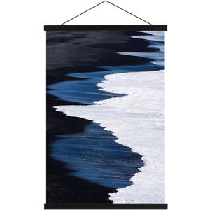 Ywlake Magnetic Poster Hanger, 12x18 12x16 12x24 Poster Frame Wood Wooden Magnet Print Posters Dowel Scroll Hanger Hangers Hanging Kit for Walls Map Canvas Artwork (Black, 12")