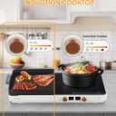 Induction Cooktop 2 Burners, Double Induction Griddle Cooktop 1800W with Removable Iron Cast Griddle Pan Non-stick, Independent Temperature Control, 8 Power Levels, 99 Min Timer for Magnetic Cookware