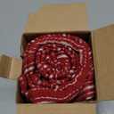 Kevin Textile Valentines Red and Beige Patchwork Farmhouse Throw Pillow Covers 16 x 16 Inch, Pack of 2 Striped Linen Decorative Pillow Case for Sofa Couch Chair Bedroom Modern Decor