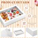 20 Pcs 19x14x4 Inch Half Sheet Cake Boxes 10pcs Large Rectangle Bakery Boxes with Window and 10pcs Cake Boards for Pastry Baking Cupcakes Pie Cookies Birthday Party(White)
