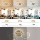 4-Rings Modern LED Ceiling Light Dimmable 39’’ Brushed Gold Ceiling Lamp with Remote for Living Room, Metal Circle Flush Mount Chandelier Lighting for Dining Room(110W 3000K-6500K)