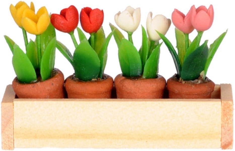 Dollhouse Miniature Window Box w/Flower Pots by International Miniatures