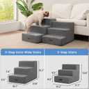 Aodisman Dog Stairs for Small Dogs, 3-Step Non-Slip Pet Stairs for Couch Sofa and Chair, Dog Bed Stairs for Puppy, Older Cat,Grey,13.6" H