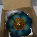 Huaxu Solar Light Outdoor Garden Decor Blue Metal Crackle Globe Glass Waterproof LED Lotus Flower Table Lamp Decorations for Patio Yard Porch Pathway Ground