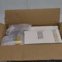 FOCUSLINE 350 Ct Disposable Dinnerware Set for 50 Guests -Heavy Duty Square Plastic Plates with Gold Rim, Includes 50 Dinner & Salad Plates, Cups, Napkins, Cutlery Set