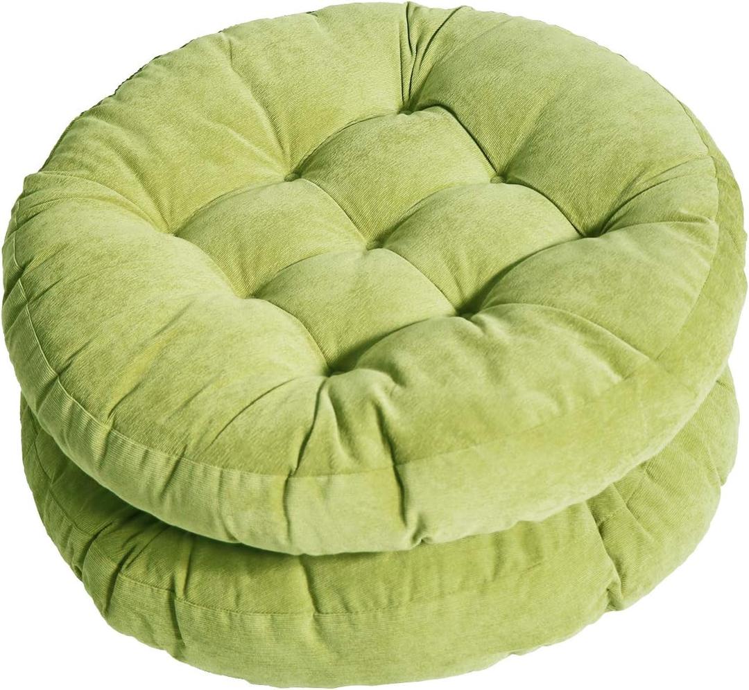 Tiita Round Chair Cushions 22"x22" Indoor/Outdoor Floor Pillows Cushion for Patio Furniture Seat Pads Meditation Pillow for Yoga Living Room Sofa Balcony Set of 2, Green (2 Count (Pack of 1))